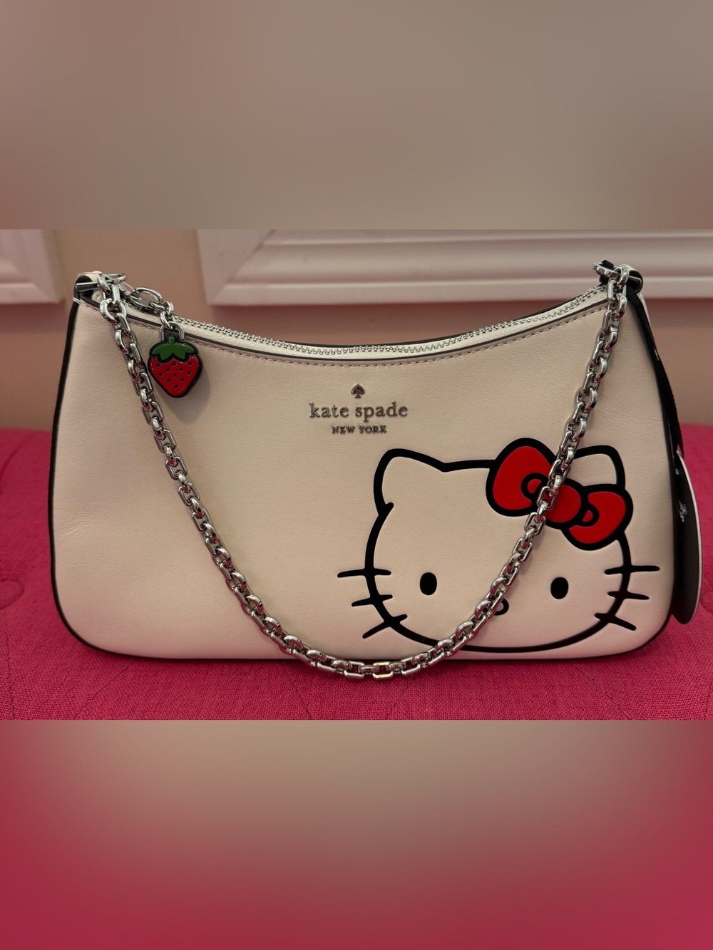 kate spade White Hello Kitty Crossbody Bag with Red Accents